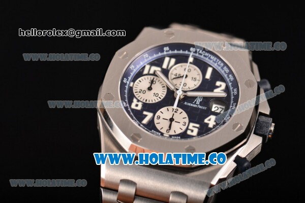 Audemars Piguet Royal Oak Offshore Chrono Blue Themes Swiss Valjoux 7750 Automatic Full Steel with Blue Dial and White Arabic Numeral Markers (JF) - Click Image to Close